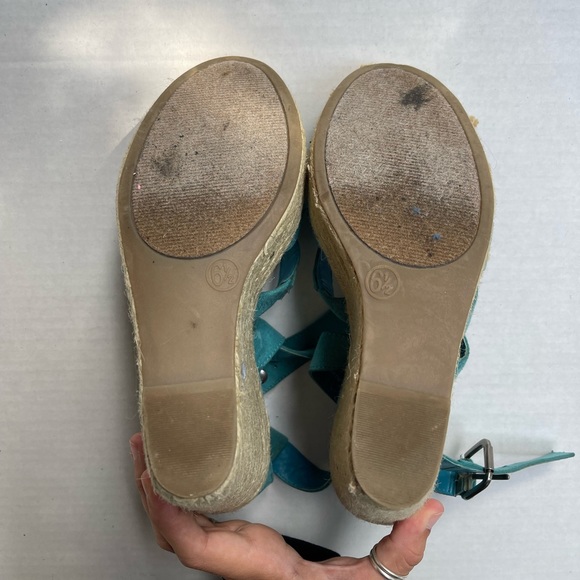 Teal Strap Womens Wedges - Picture 5 of 9
